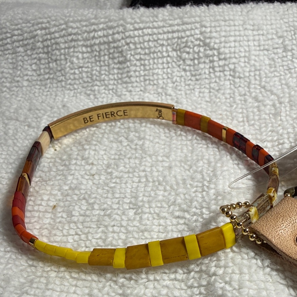 Scout Vibrant Yellow and Red Glass Miyuki Japanese Beaded Bracelet